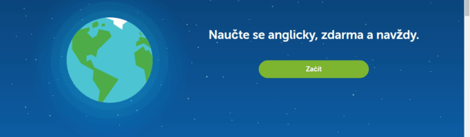 Naučte se anglicky, zdarma a navždy. Úvodní obrázek webu Duolingo